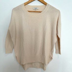 Madewell Chronicle Texture Ivory Waffle Knit Hi Low Pullover Sweater Size XS